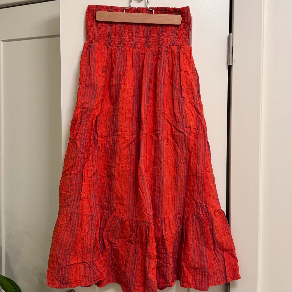 Cotton Bohemian Pull-on Midi Skirt, Size XS
